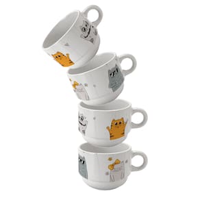 Torre com 4 xícaras 180 ml café chá gatos e gatinhos