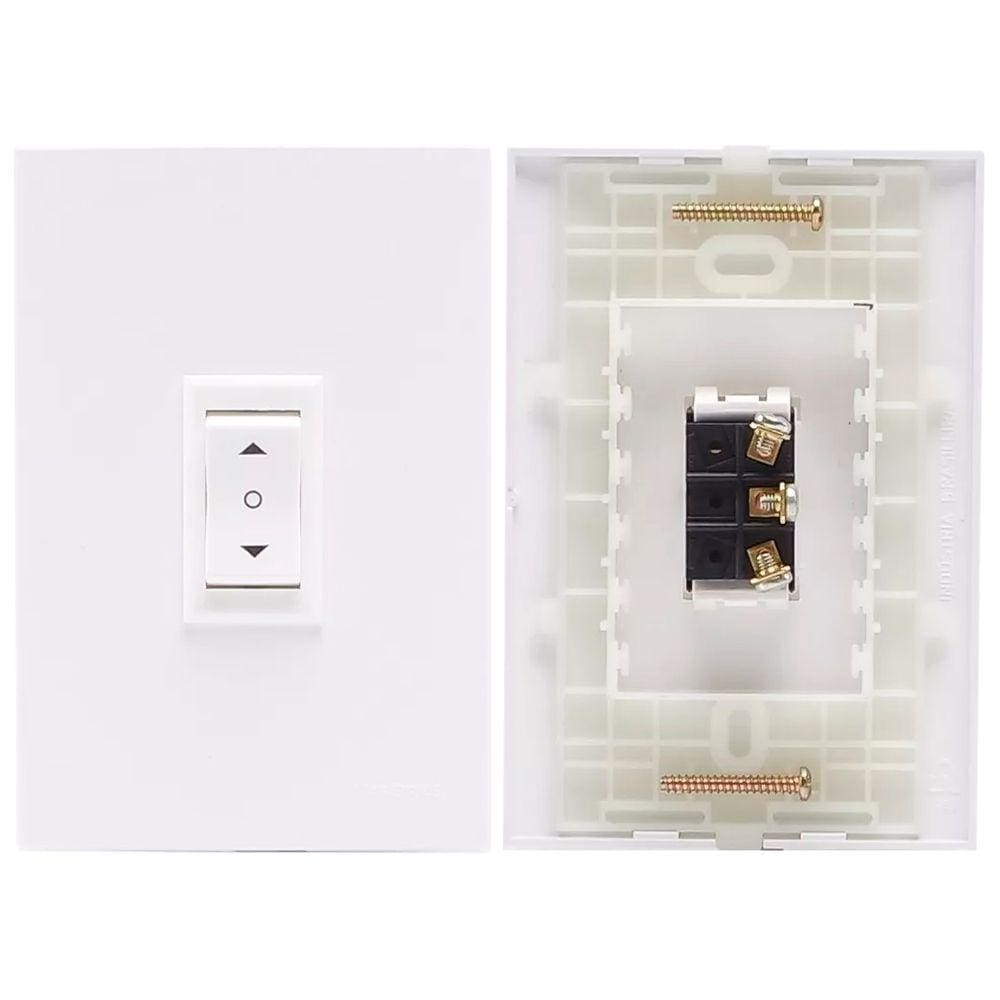 Interruptor de Persianas e Cortinas + Placa 4x2 Branco Clean Margirius