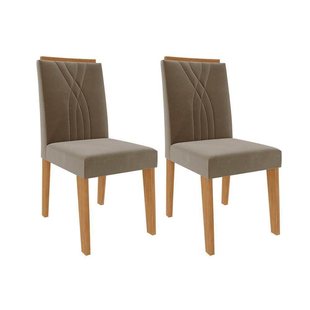 Cadeira Sala de Jantar Nicole Kit 2 Un Nature/Suede Joli - Cimol