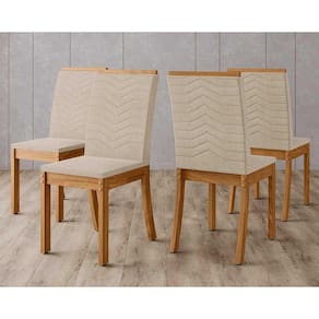 Cadeira Sala de Jantar Isa Kit 4 Un Nature/Veludo Light Linho - Henn