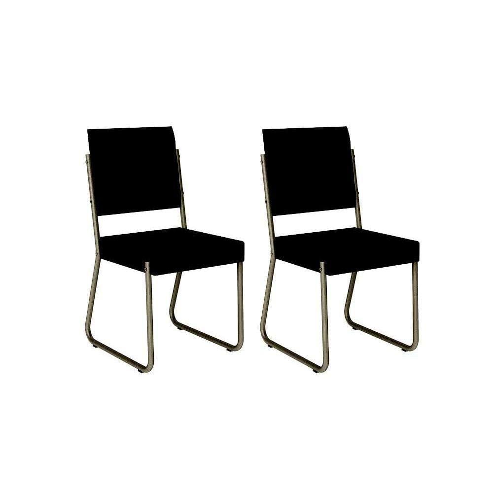 Kit 2 Cadeiras Sala Jantar 1736 Aço 2 Uni Preto - Carraro