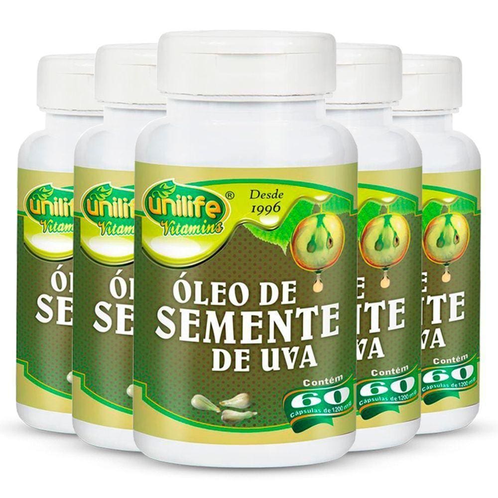 Kit 5 óleo De Semente De Uva 1200mg 60 Cápsulas Unilife