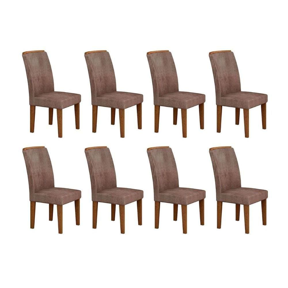 Kit 8 Cadeiras Sala Jantar Lunara  8 Un Capuccino/Animale Chocolate - Rufato