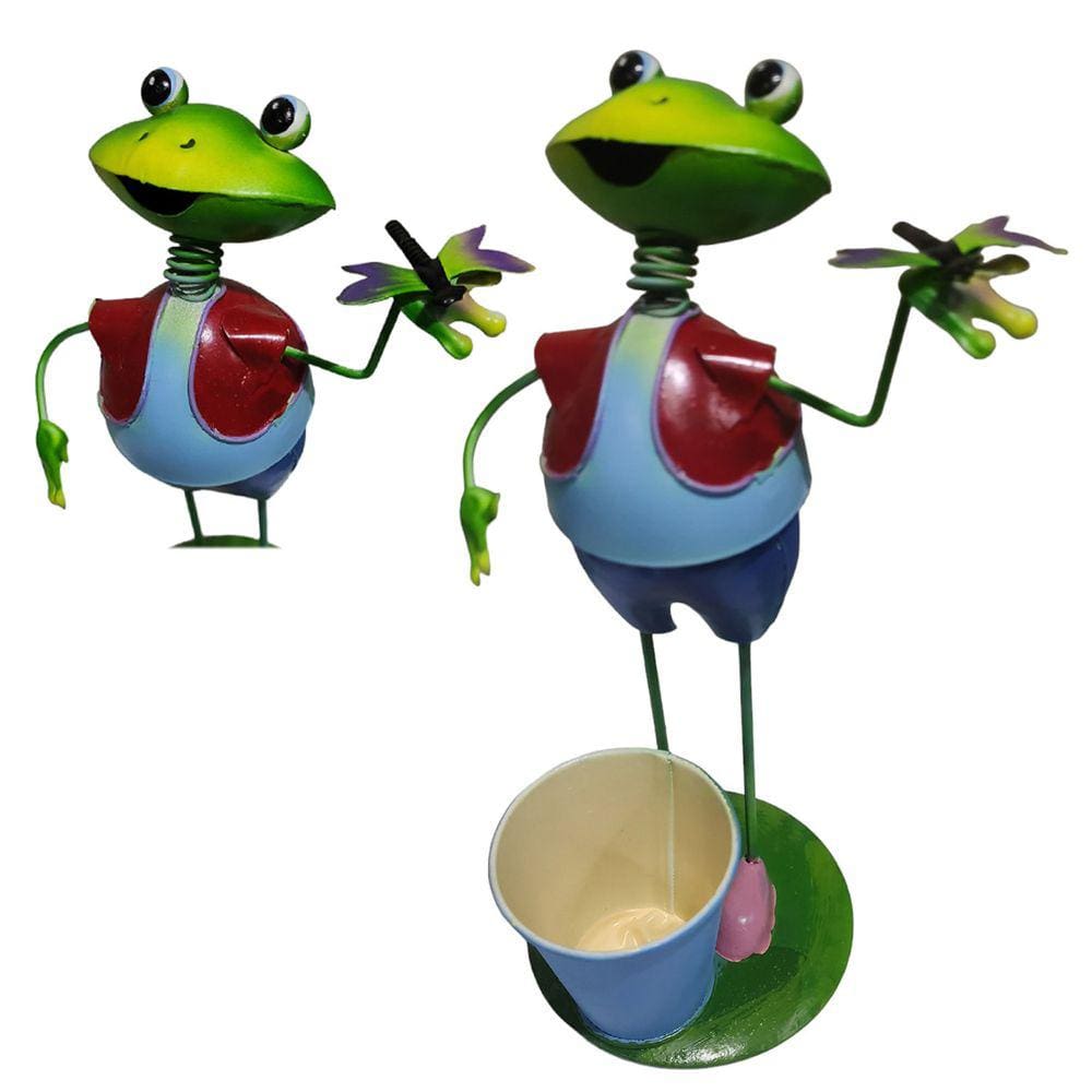 Boneco Sapo Jardim Balde de Flor Decoraçao Quintal Varanda Ambiente Externo Enfeite