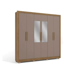 Guarda Roupa Casal com 6 Portas e 2 Gavetas com Espelho e Pés CBPM569 Kappesberg
