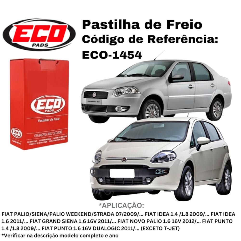 Pastilha de Freio Dianteira Ecopads Fiat 500 / Grand Idea / Palio / Doblo ECO-1454