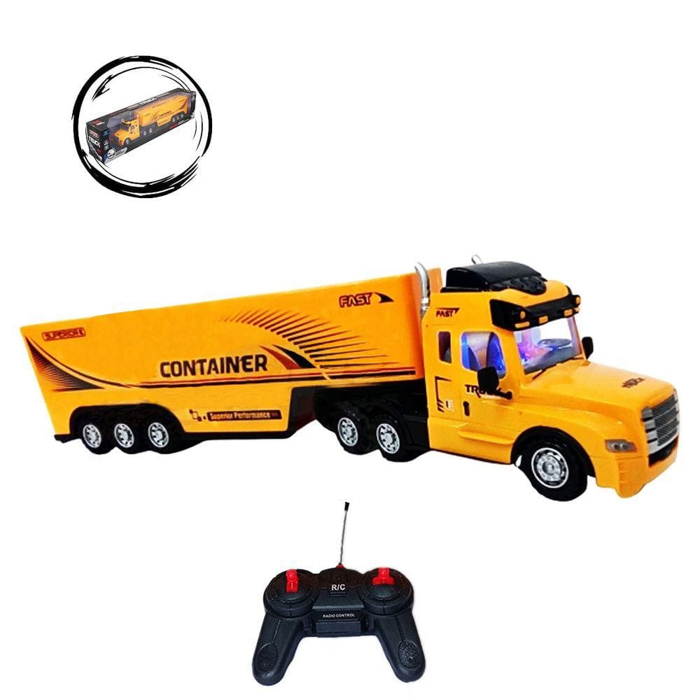 Caminhão Container De Controle Remoto Container Farol E Som