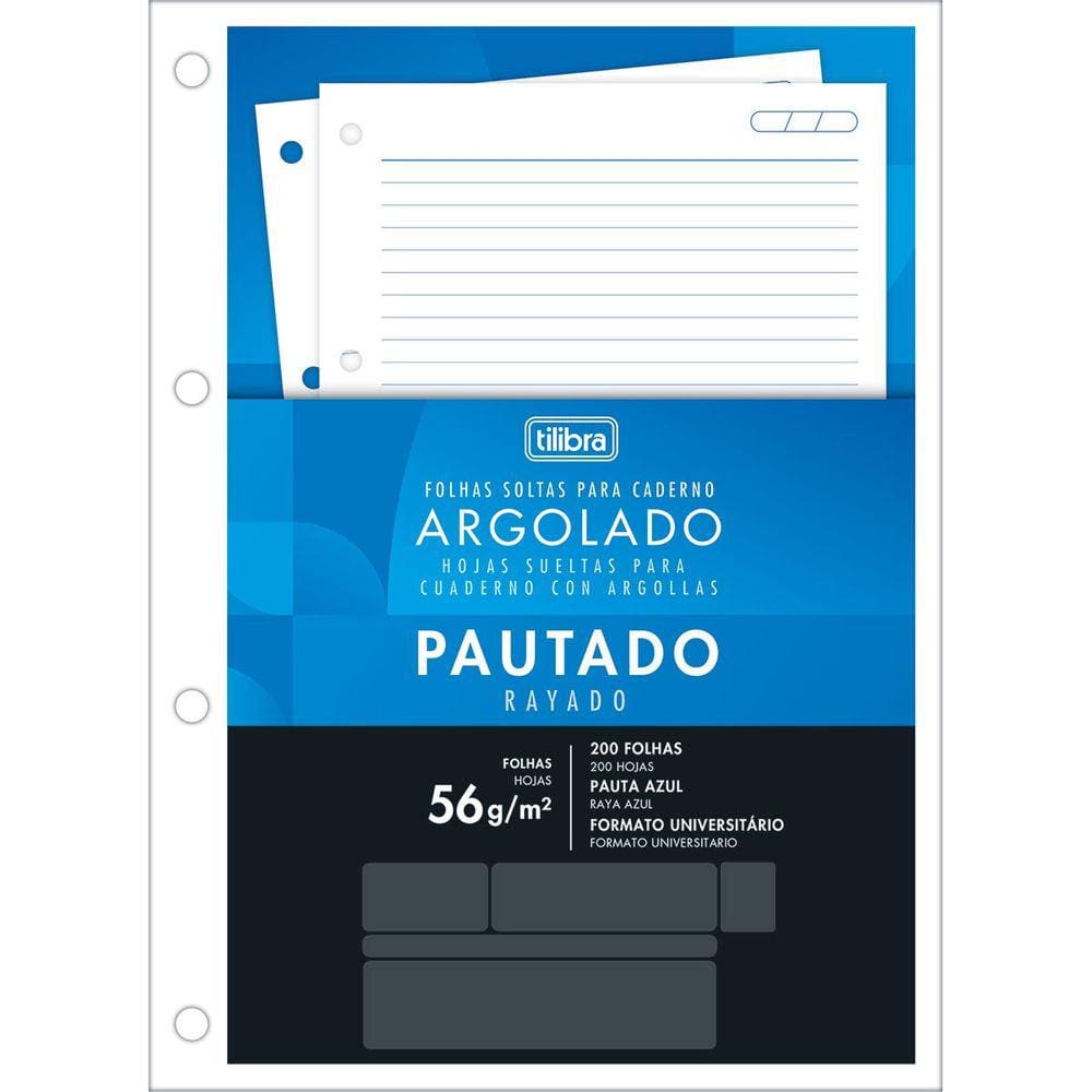 Refil Tiliflex Folhas Soltas para Caderno Argolado Universitário 200 Folhas Tilibra 7821