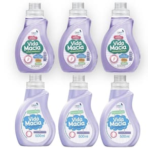 Kit Vida Macia: 3 Un Lava Roupas 500Ml + 3 Un Amaciante Amendoas 500Ml