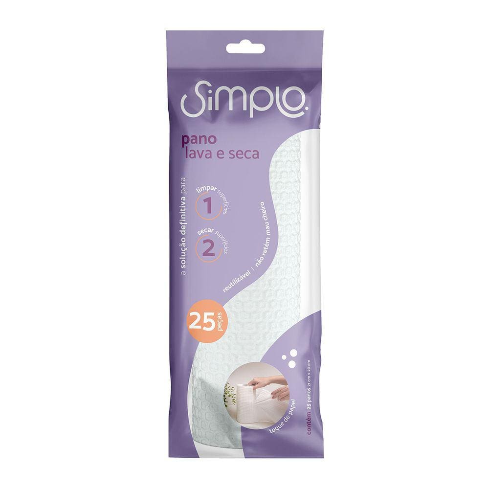 Rolo Com Panos Lava E Seca 25 Pecas - Simplo Branco
