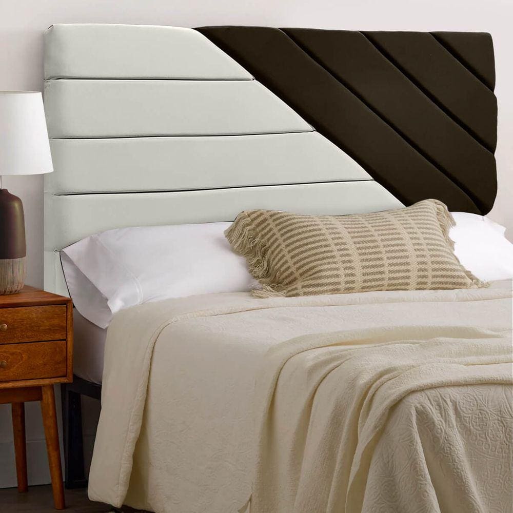 Cabeceira de Luxo para Cama Queen Size 158cm Estilo Veludo Bege/Marrom SOFA STORE