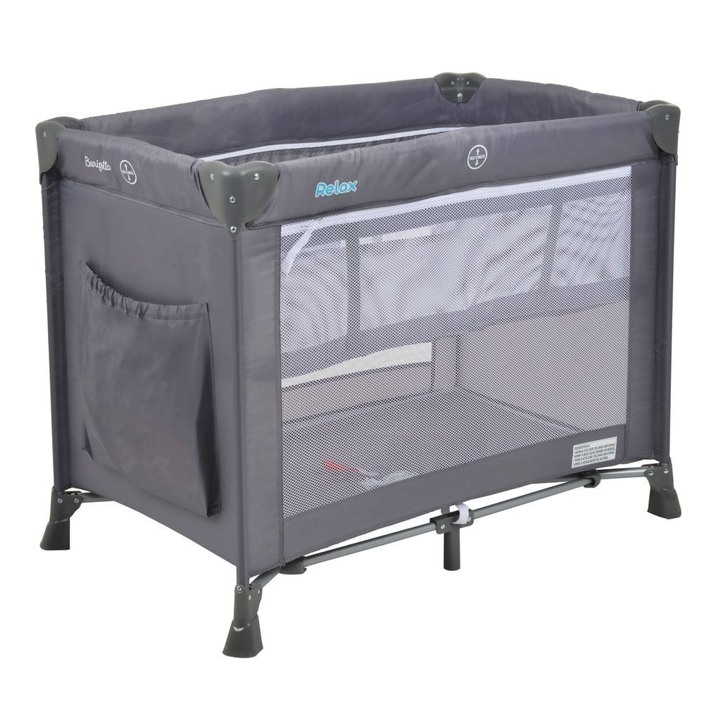 Berço Portatil Cercado Burigotto Relax com Mosquiteiro até 15 Kg Gray Cinza