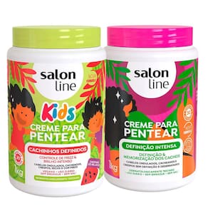 kit Salon Line Creme De Pentear Cachinhos + Creme De Penetar Definição Intensa 1Kg