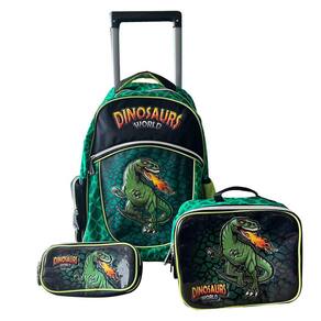 Kit Mochila Dinossauro Rodinha/carrinho