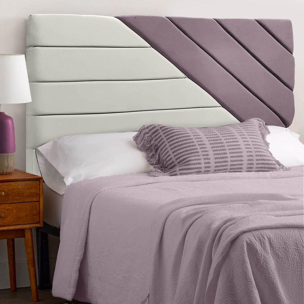 Cabeceira de Luxo para Cama Queen Size 158cm Estilo Veludo Bege/Rosê SOFA STORE