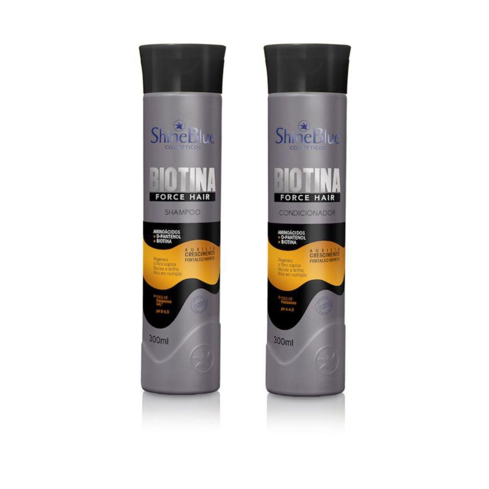 Shampoo + Condicionador Shine Blue Biotina Force Hair 300Ml