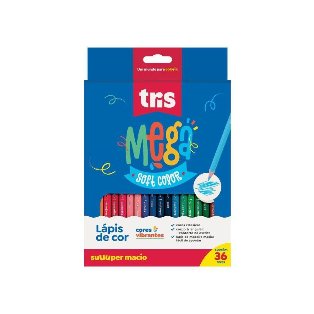 Lapis De Cor Tris Mega Soft Color 36 Cores