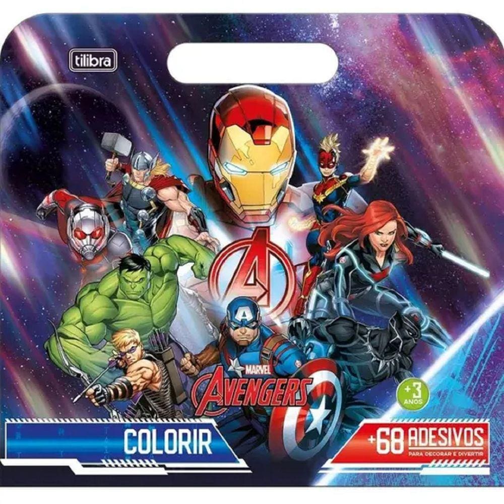 Livro Para Colorir Infantil TILIBRA Marvel Avengers C/ Adesivos