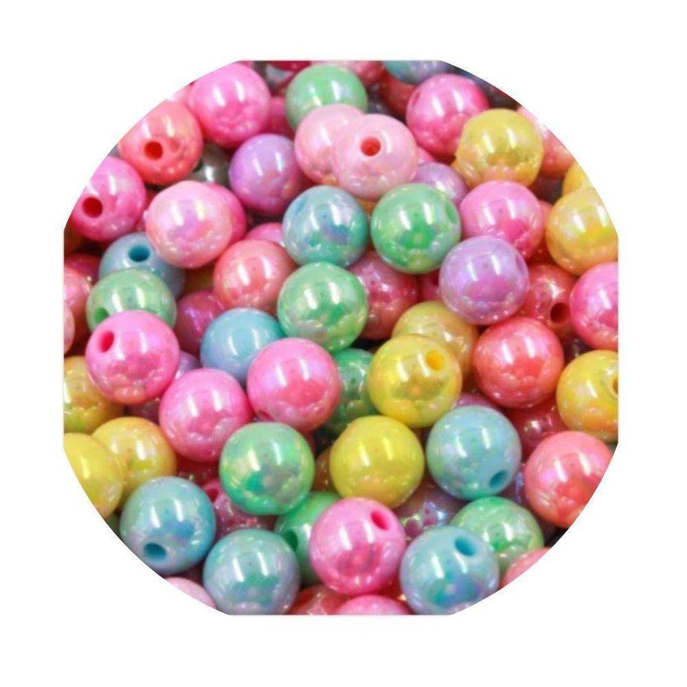 Aprox. 1745 Perolas Irisada 8Mm Candy Colors Pacote Com 500G