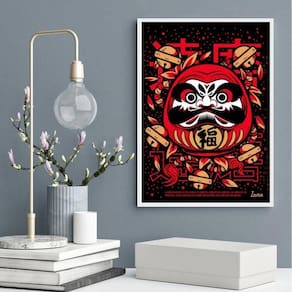 Quadro Decorativo Boneco Japonês Daruma 24X18Cm