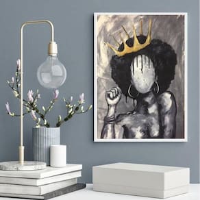 Quadro Decorativo Abstrato Negra Com Coroa 33X24Cm
