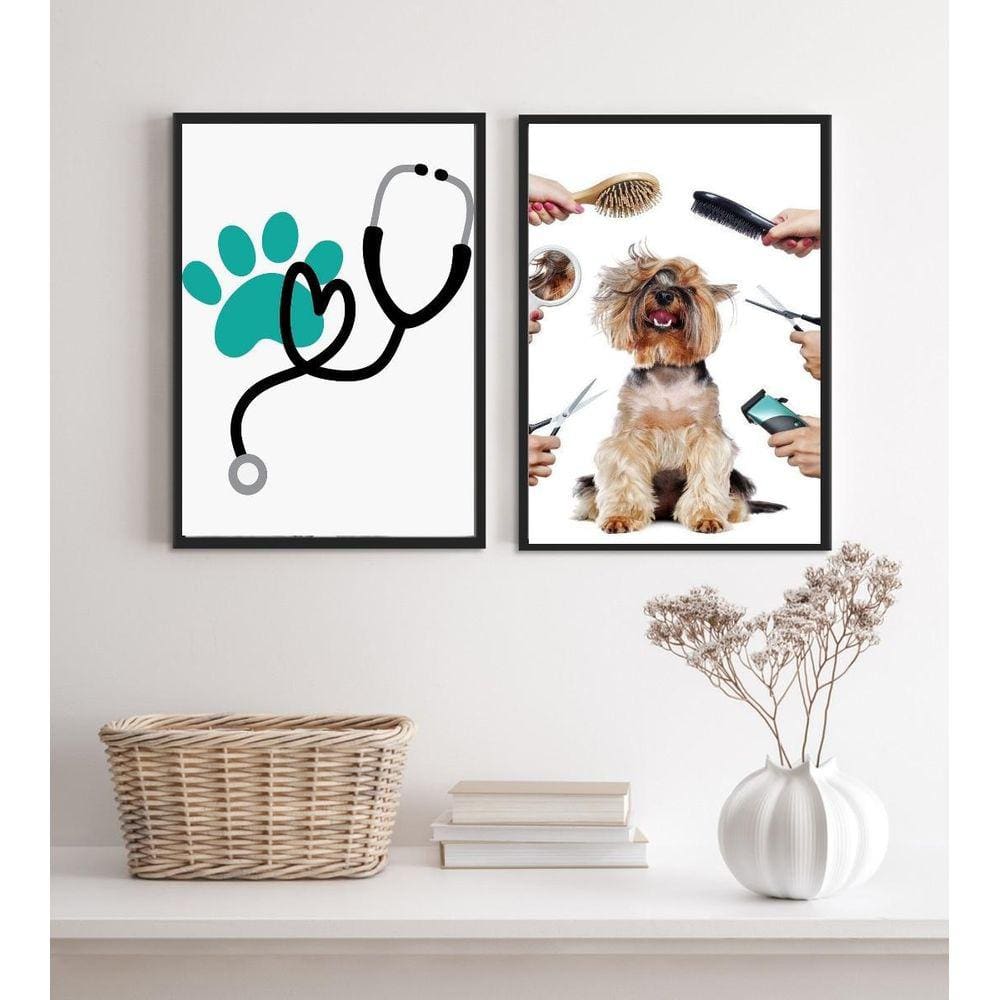 Kit 2 Quadros Para Clinica Veterinária E Pet Shop 45X34Cm