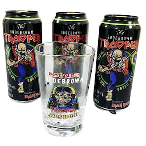 Kit 3 Cerveja Trooper Cacau Iron Maiden 473Ml + Copo 350Ml