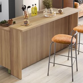 Bancada para Cozinha Painel de Ilha Ripado Nesher 200 cm MDF Nature
