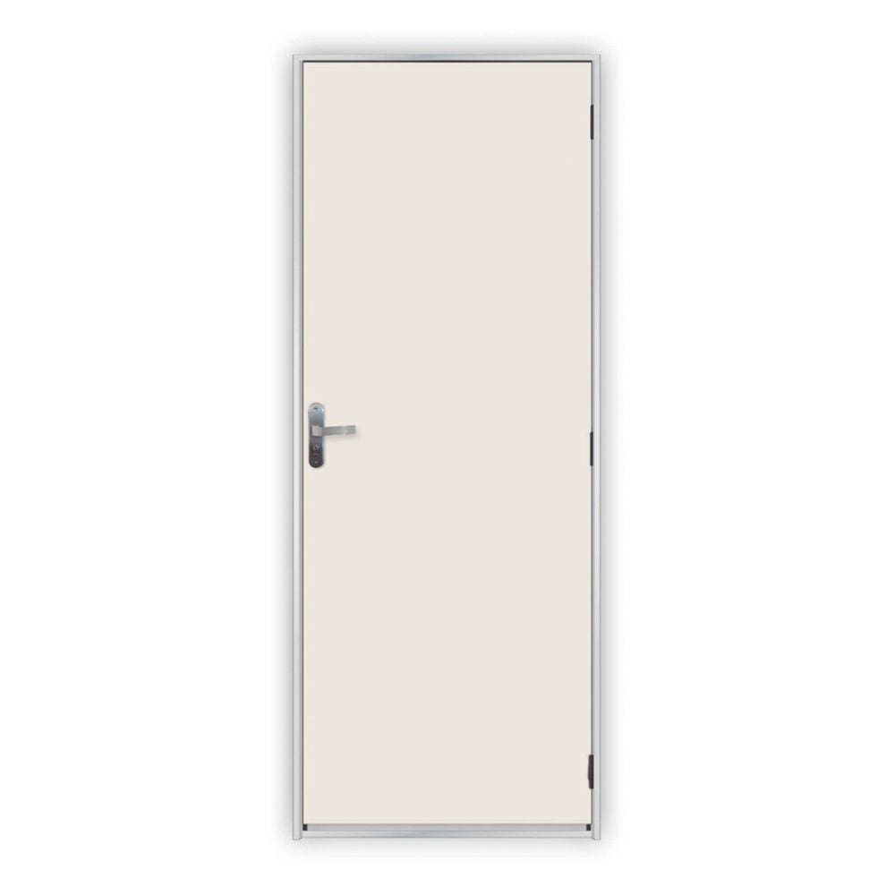 Kit Porta de Madeira Lisa 215x75cm com Batente de Aço 06cm Açomad MGM Branco