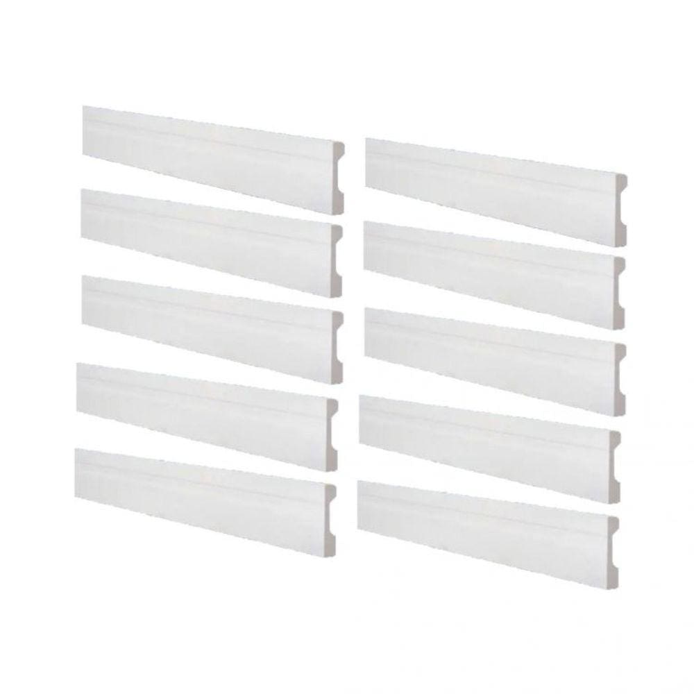 Kit 10 Barras Rodapé Poliestireno FB11 11 cm de altura 18mmx11cmx244cm GART Branco
