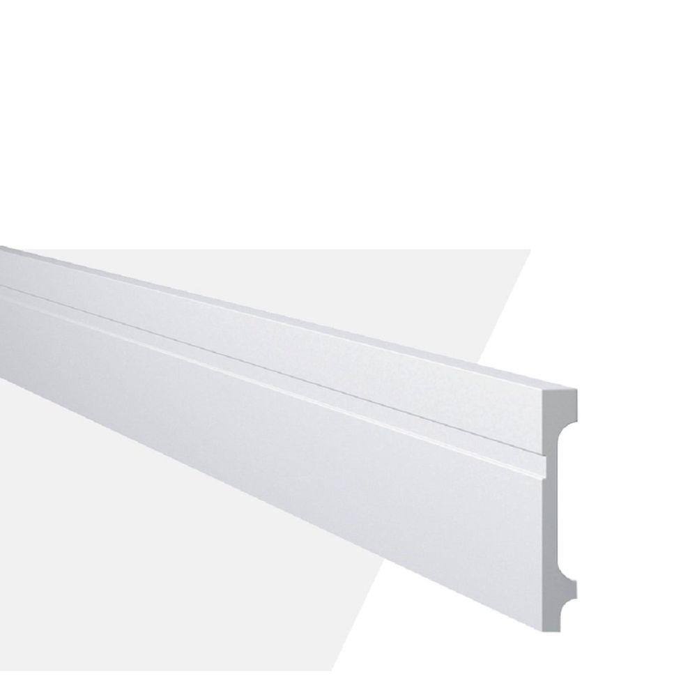 Rodapé de Poliestireno 11cm x 18mm Frisado Metro Linear Fb11GART - caixa com 2,44 m - Branco