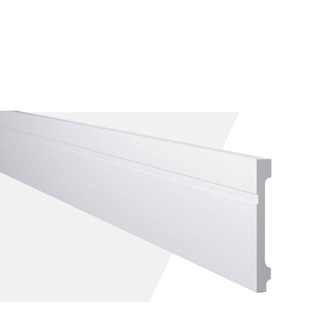 Rodapé de Poliestireno 15cm x 18mm Frisado Metro Linear Fb15GART - caixa com 2,44 m - Branco