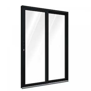 Porta de Aluminío de Correr 215x150cm 2 Folhas com Vidro Lucasa Aluminío Preto