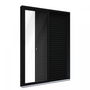 Porta de Aluminío de Correr 215x150cm 2 Folhas com Vidro Lucasa Aluminío Preto