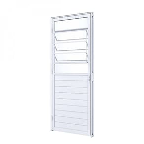 Porta de Alumínio Lambri 215x85cm com Basculante e Vidro Mini Boreal Lucasa Alumínios Branco