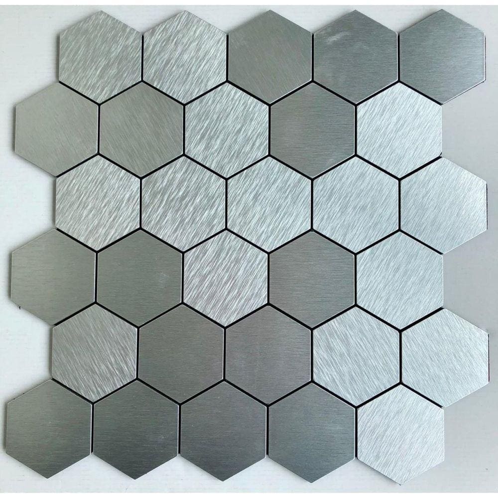 Pastilha de Metal Autocolante 28,5x28,7cm Glass Mosaic Prata