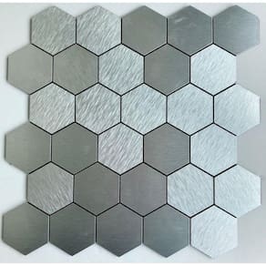Pastilha de Metal Autocolante 28,5x28,7cm Glass Mosaic Prata