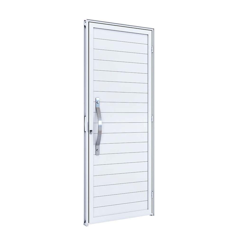 Porta de Alumínio 215x95cm com Puxador Curvo Polido de 60cm Lucasa Branco