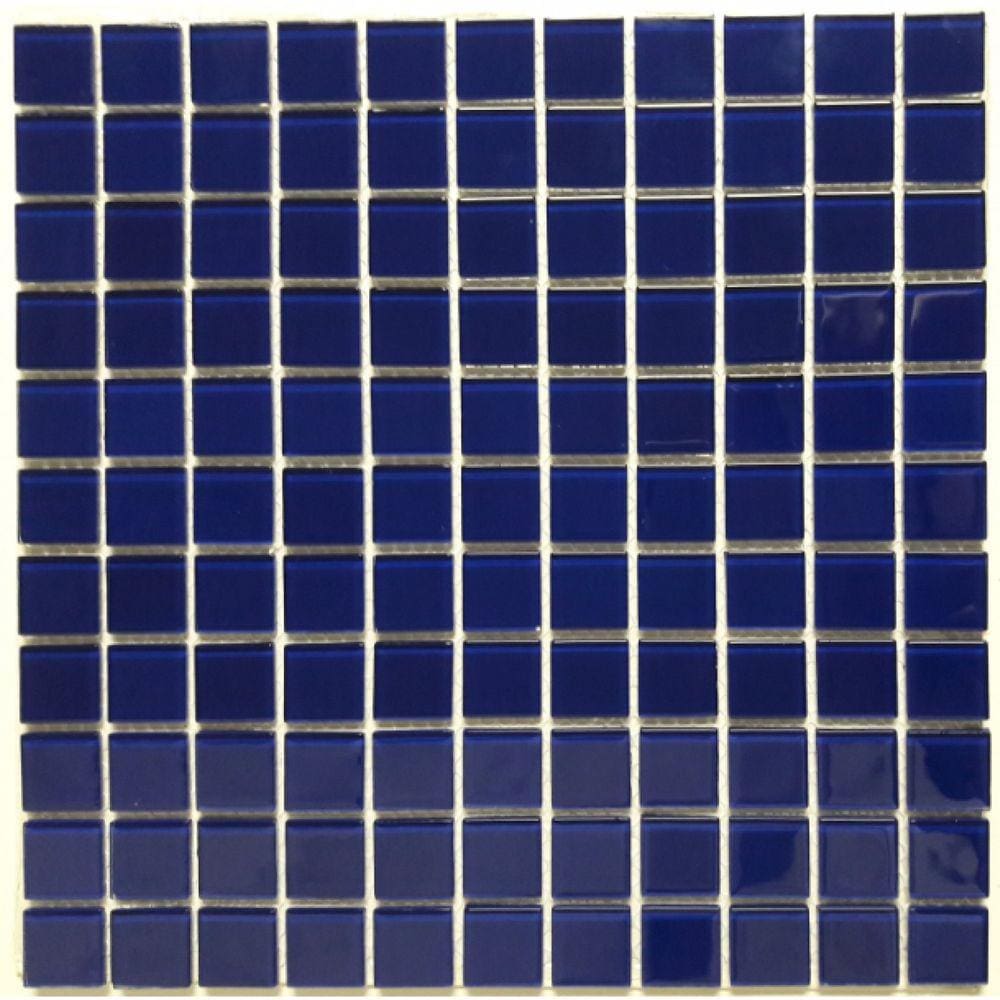 Pastilha de Vidro Quadrados de 2,5cm Cristal Glass Mosaic 30cmx30cm Placas Azul Marinho