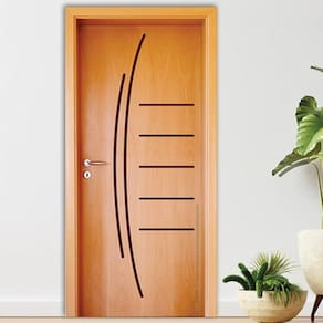 Folha de Porta em Madeira Semi Oca HDF Frisada 37 210x80cm Mapaf Marrom-Claro