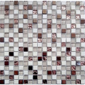 Pastilha Mármore, Vidro e Metal 31x31cm Glass Stone Glass Mosic Rosé Gold