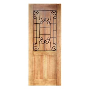 Folha de Porta Madeira Maciça Meia Grade Noruega 80x210x3,5cm Cedro Rosa Madeira