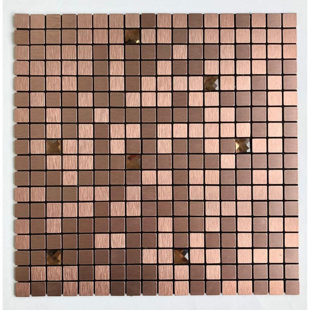 Pastilha de Metal Autocolante 30x30cm Glass Mosaic Bronze Escuro/Escovada