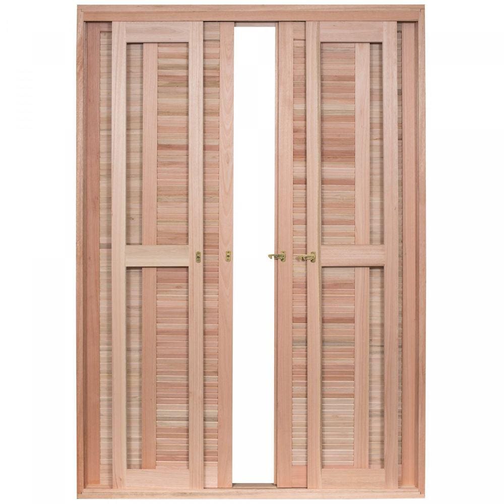 Porta de Madeira Balção de Correr 213x120cm com Batente 14cm EWK 462 Rondosul Madeira marroml sem pintura