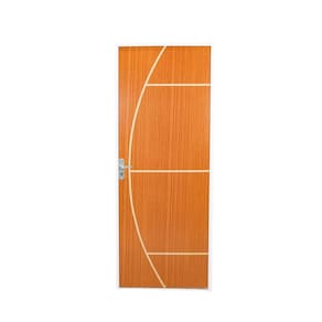 Kit Porta de Madeira Decorada 215x75cm com Batente de Aço 06cm Gaúcha MGM Mogno