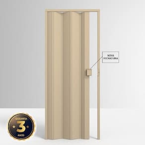 Porta Sanfonada de PVC 210x60cm Permatti Bege Liso