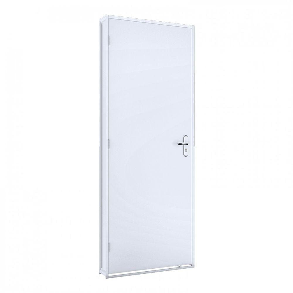 Porta de Giro Madeira Duraplac 215x85cm Batente de Aço 12cm Riobras Branco