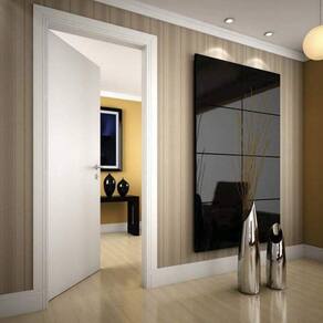 Kit Porta de Madeira 210x70cm Lisa Primer Direita Moldufama Branco