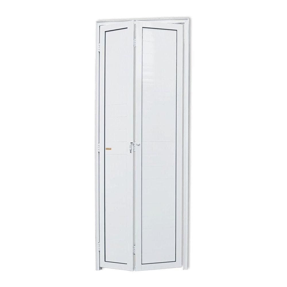 Porta de Alumínio Camarão 210x70cm Brilhante Linha 25 Brimak Branco