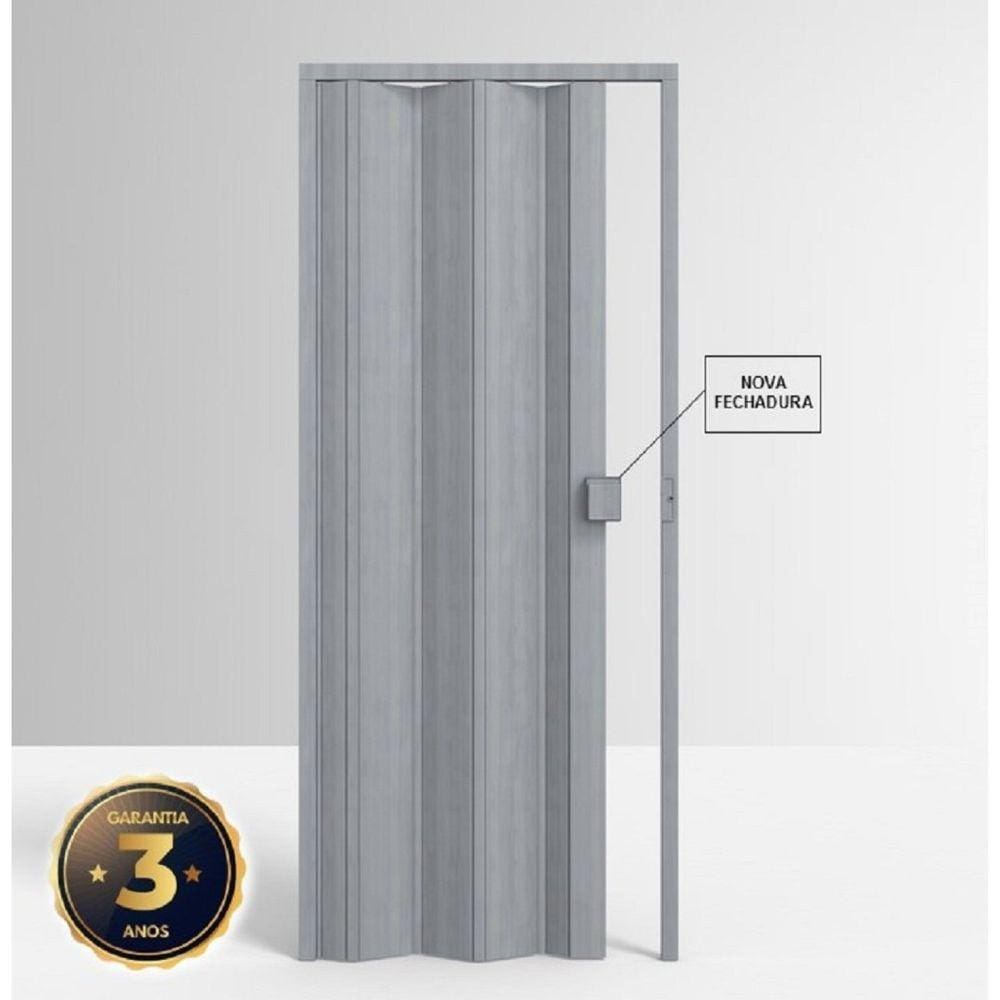 Porta Sanfonada de PVC 210x97cm Permatti Cinza Marmorizado
